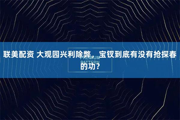 联美配资 大观园兴利除弊，宝钗到底有没有抢探春的功？